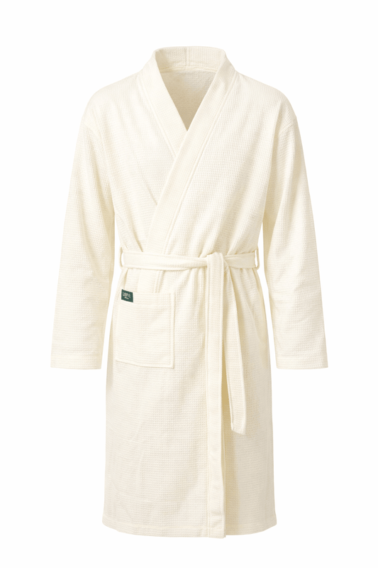 Wafel badjas unisex Beige 100% katoen - Louve Paris
