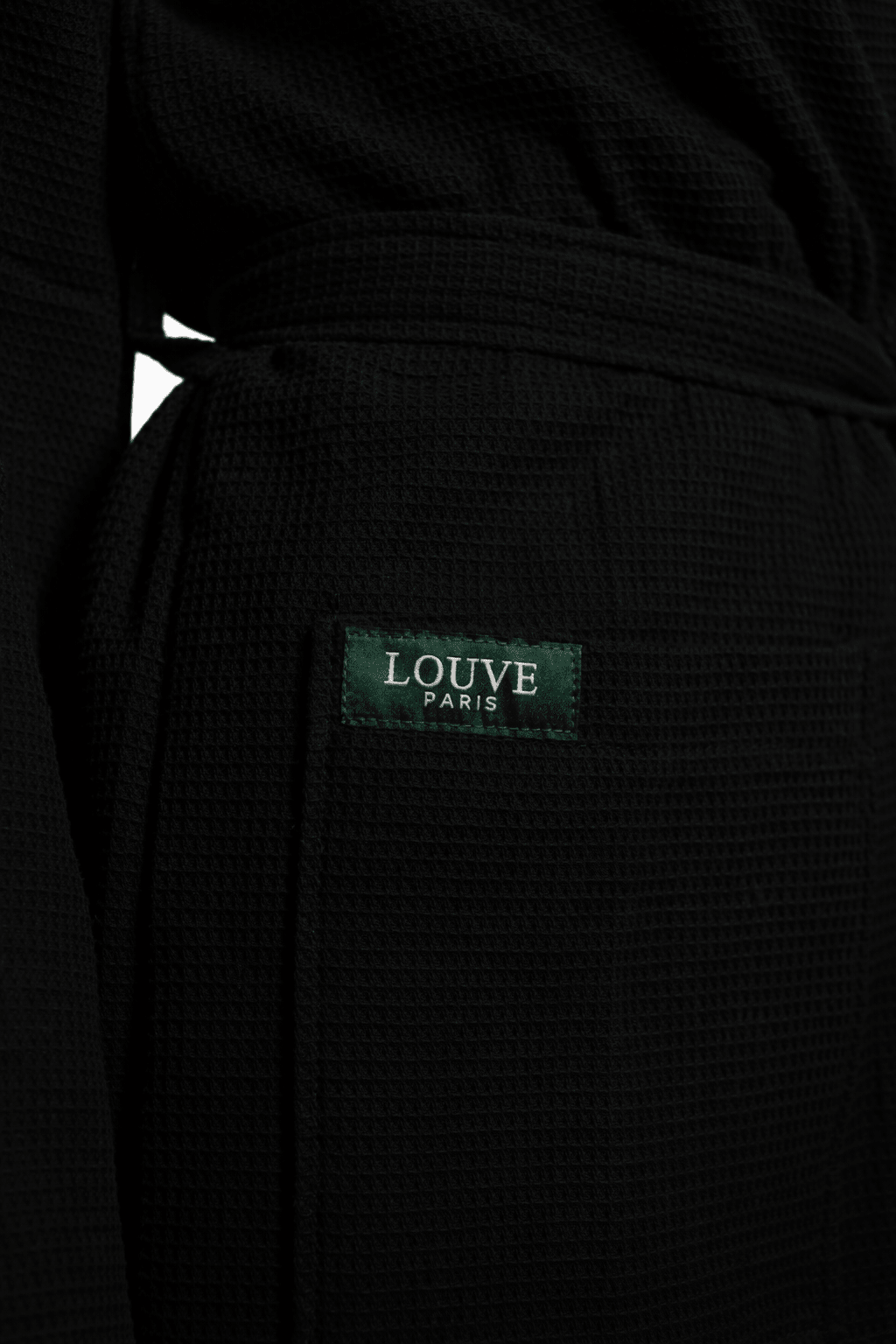 Wafel badjas unisex Black 100% katoen - Louve Paris