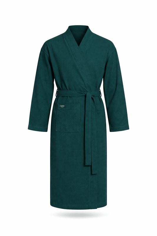 Wafel badjas unisex Petrol 100% katoen - Louve Paris