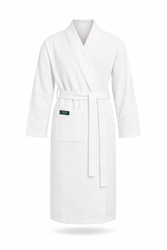 Wafel badjas unisex White 100% katoen - Louve Paris